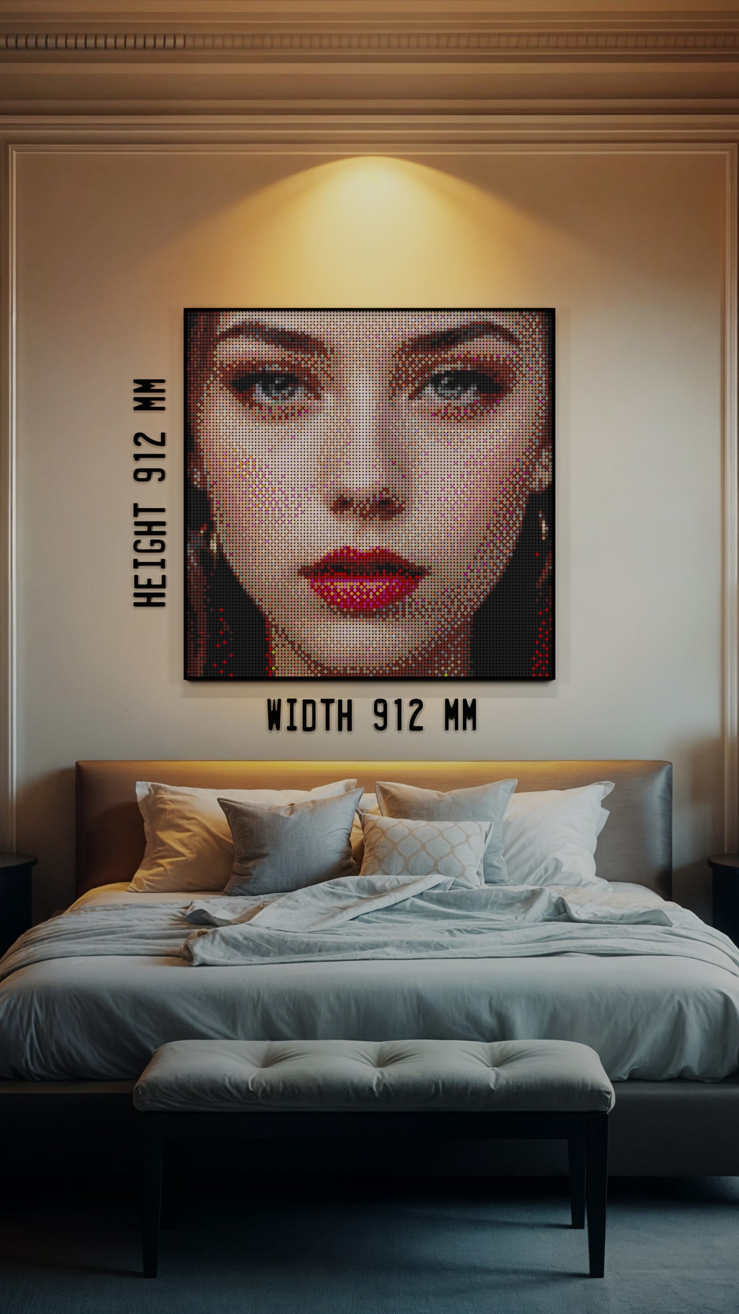 The Alluring Stare LEGO® Style mosaic wall art made from colorful plastic bricks